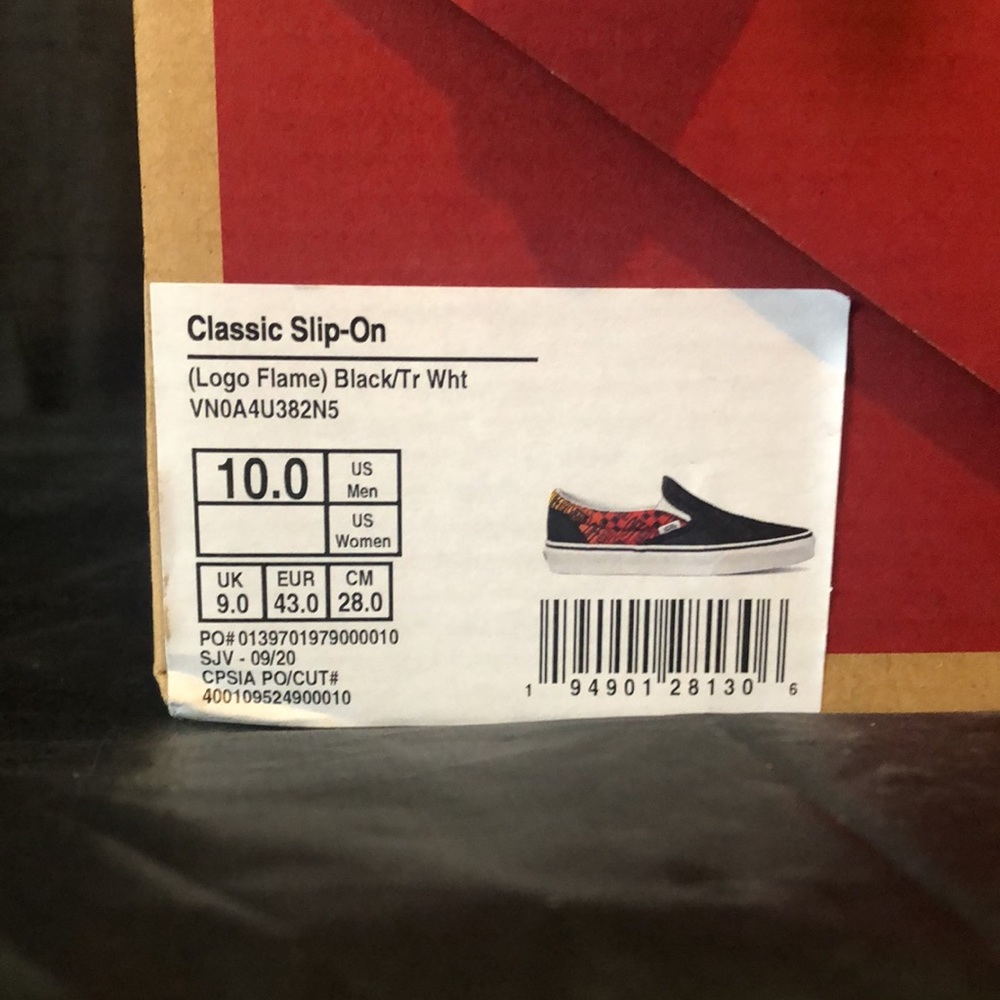 Vans Logo flame size 10 mens new inbox - slip on - Picture 2 of 5